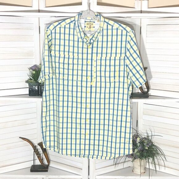 Redhead Brand Co Plaid Button Down Shirt XL Yellow Blue Cream - Picture 1 of 10